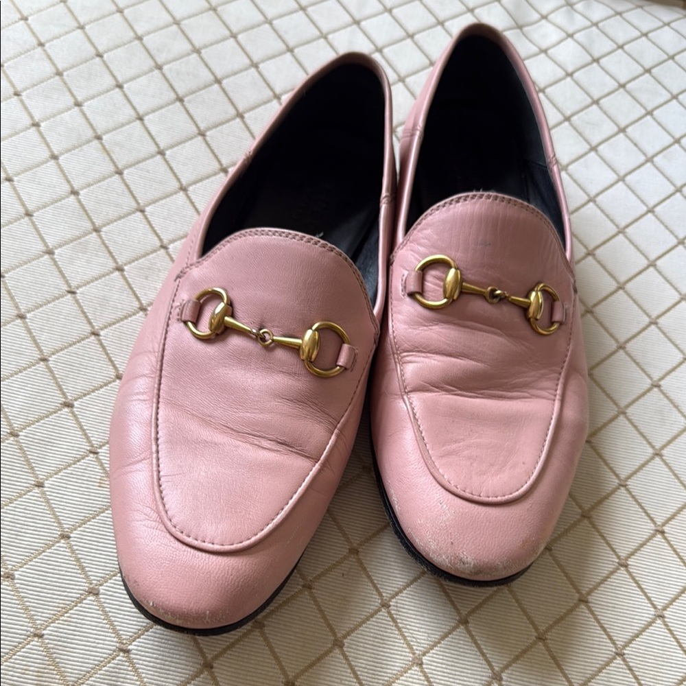 Pink Gucci Leather Loafers